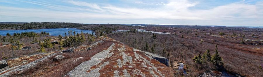 Aerial view of landscape against cloudy sky