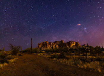 Rock formations at night