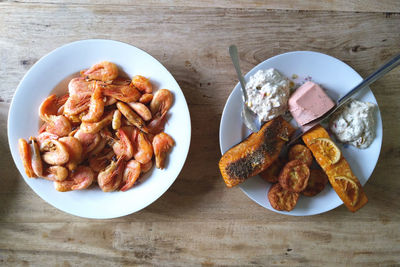 High angle view of vegetariern lunch served on table