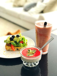 Close-up of breakfast served on table