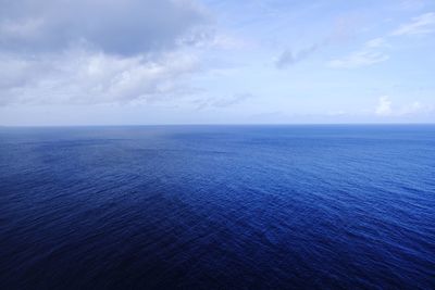 Scenic view of sea against blue sky