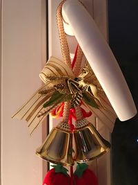 Close-up of illuminated christmas tree