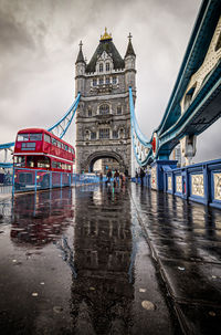 The tower bridge of london in a rainy morning