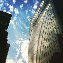 Low angle view of modern building against sky