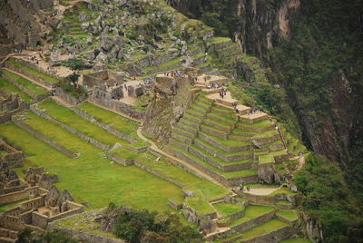 Aerial view of steps at machu picchu