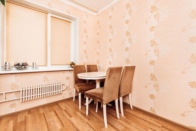 Wooden table and chairs in the kitchen