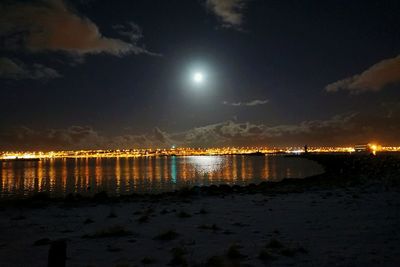 Illuminated city at night