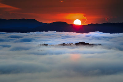 Scenic view of cloudy sky during sunset