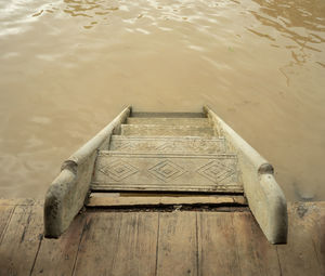 High angle view of pier over lake