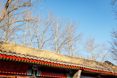 Low angle view of roof against clear sky