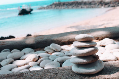 Stack of stones on beach
