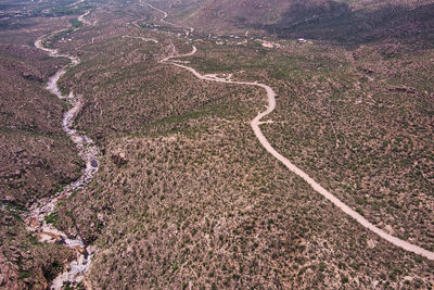 High angle view of land