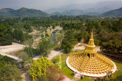 Panoramic view of temple against mountain