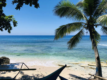 Scenic view of sea against clear sky