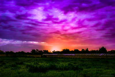 Scenic view of landscape against sky during sunset