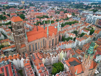 High angle view of buildings in city