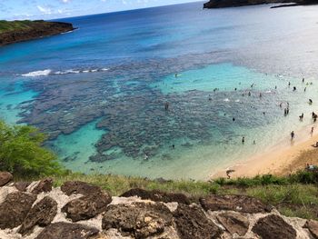 High angle view of beach