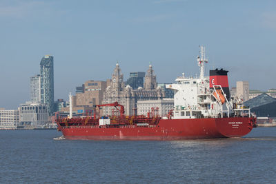 View of cityscape in front of sea