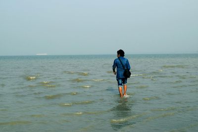 Rear view of man on beach