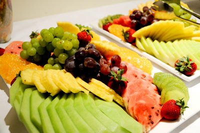 Different variety of fresh fruit or vegetable on display or for sale
