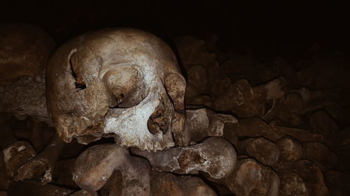 Close-up of statue in cave