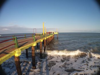 Scenic view of beach against clear sky