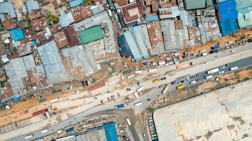 High angle view of city street