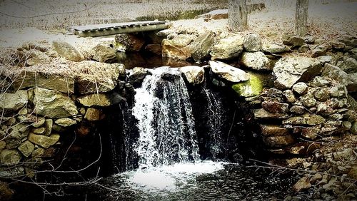 Water splashing on rocks