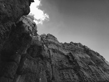 Low angle view of mountain against clear sky