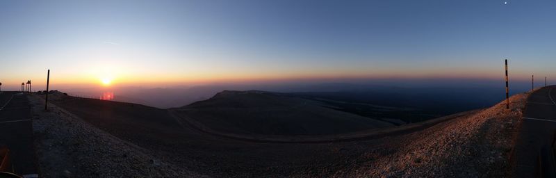 Scenic view of mountains at sunset