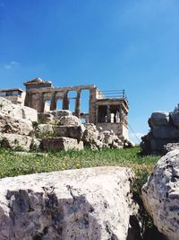 Low angle view of old ruin building