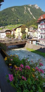 Scenic view of river by buildings in town