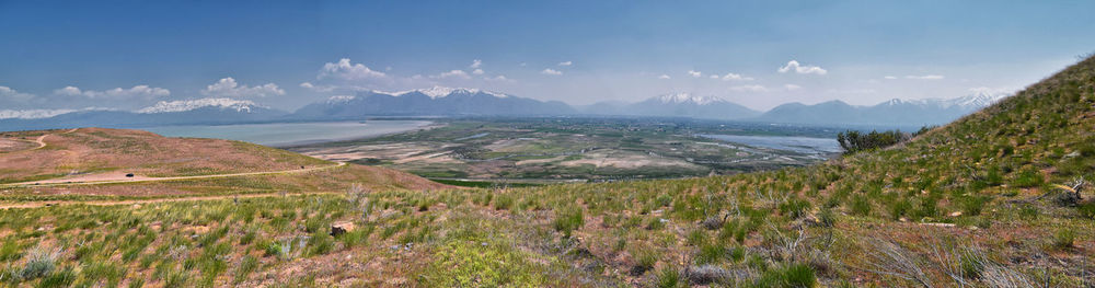 Scenic view of mountains against sky