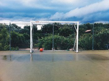 Chainlink fence against sky