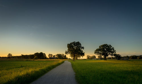 Road amidst field against sky