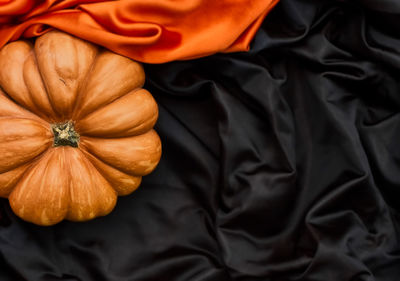 High angle view of pumpkin and man during halloween