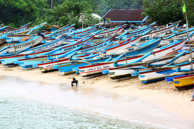 Panoramic view of people on beach