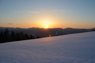 Scenic view of landscape against sky during sunset