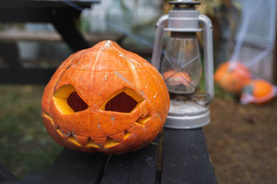 Close-up of pumpkin on table