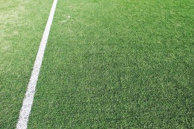 High angle view of soccer field