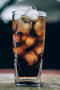 Close-up of drink in glass on table
