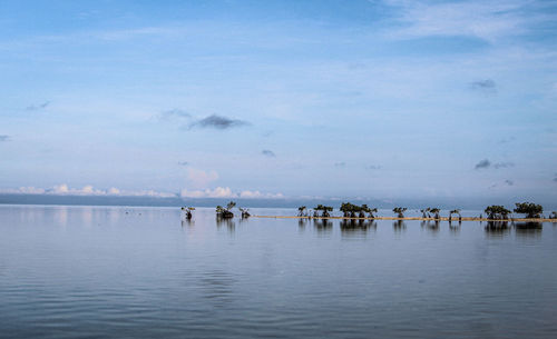 Scenic view of lake against sky