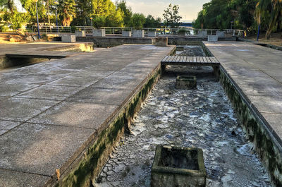 View of built structure by water