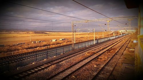 Railroad track at sunset