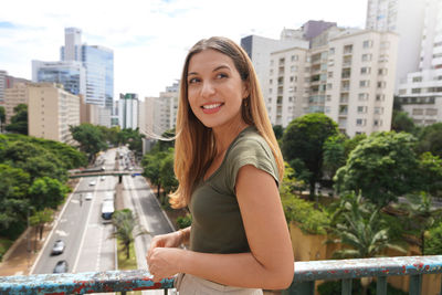 Young beautiful brazilian woman in sao paulo, brazil