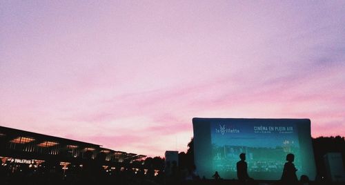 Low angle view of building at dusk