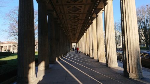 People walking on bridge