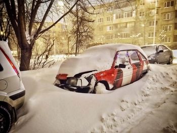 Vintage car in snow