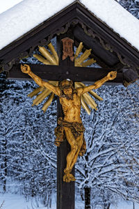 Low angle view of cross in temple