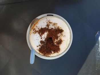 High angle view of coffee on table